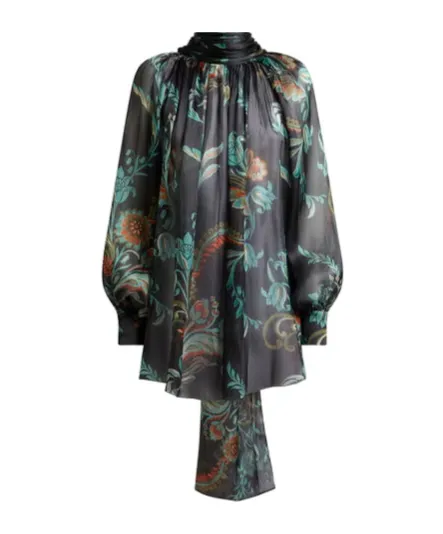 Silk Blouse With Daffodil Motif