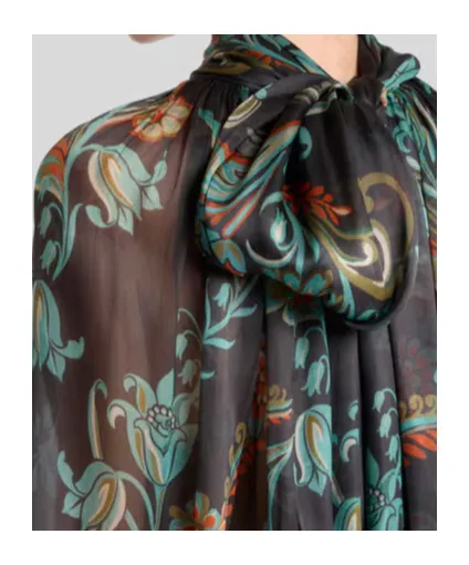 Silk Blouse With Daffodil Motif