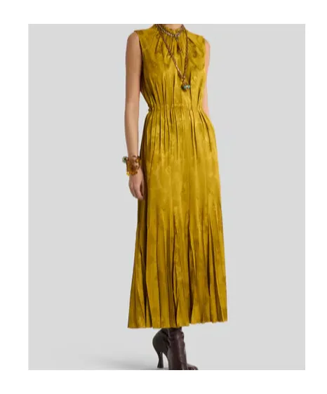 Leafy Jacquard Motif Long Dress