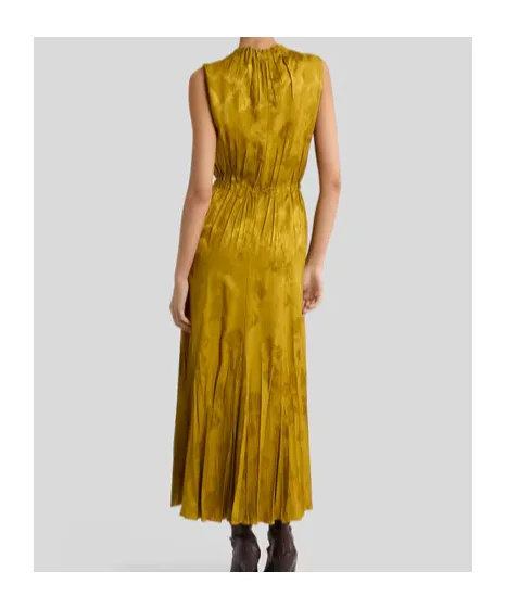 Leafy Jacquard Motif Long Dress