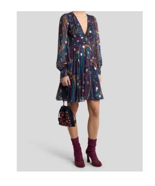 Silk Mini Dress With Paisley Print
