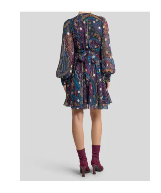 Silk Mini Dress With Paisley Print