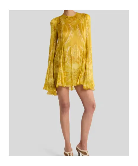 Flower And Bee Motif Mini Dress