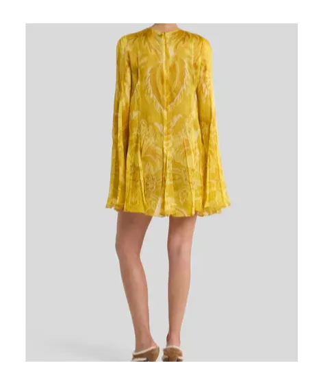 Flower And Bee Motif Mini Dress