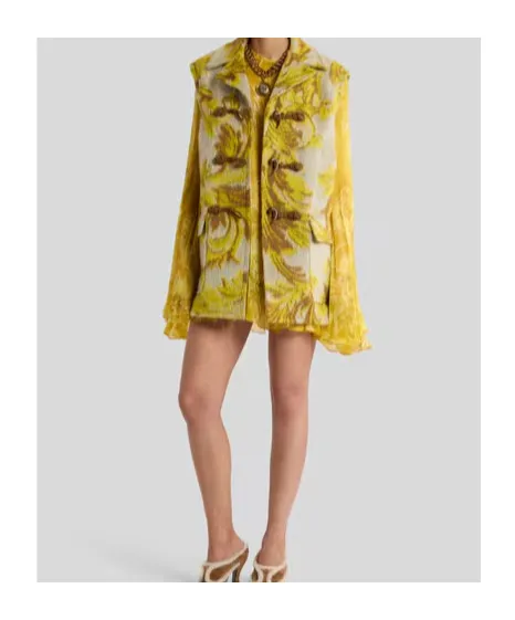 Flower And Bee Motif Mini Dress