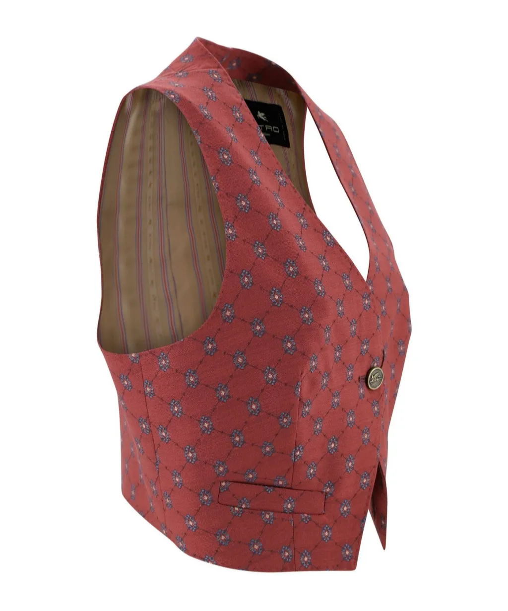 Patterned Single-Buttoned Vest
