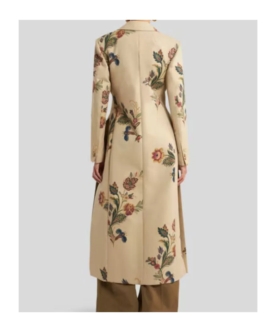 Cotton Trench Coat With Floral Print