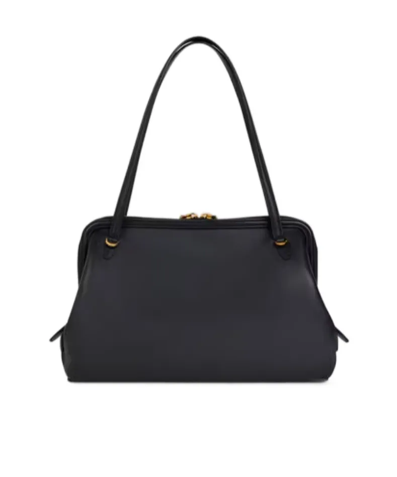 Medium Leather Doc Shoulder Bag With Embroidery