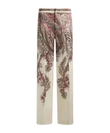 Printed Satin Palazzo Trousers