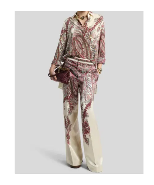 Printed Satin Palazzo Trousers
