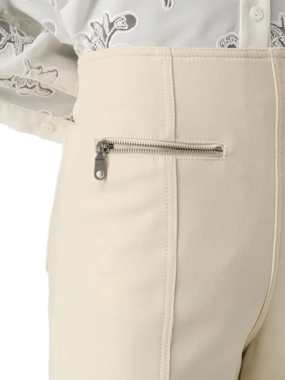 Flared Wool-Blend Tricotine Trousers