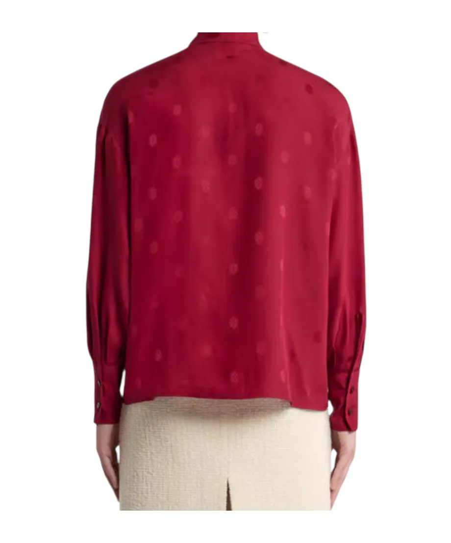 Dot-Printed Tie-Neck Blouse