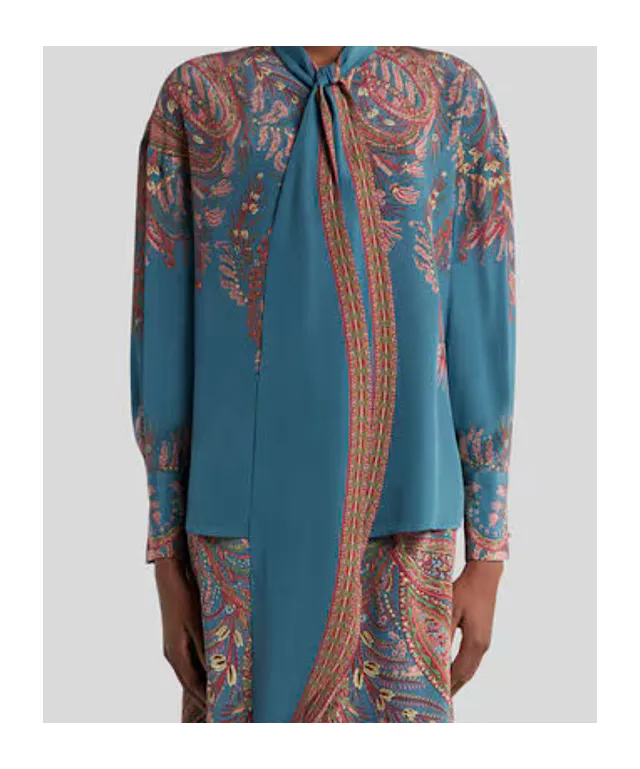 Long Sleeved Paisley Printed Blouse
