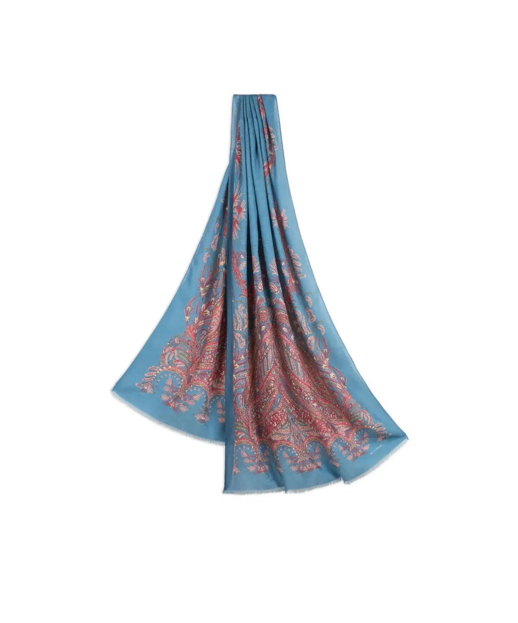 Fringed Edge Paisley-Printed Scarf