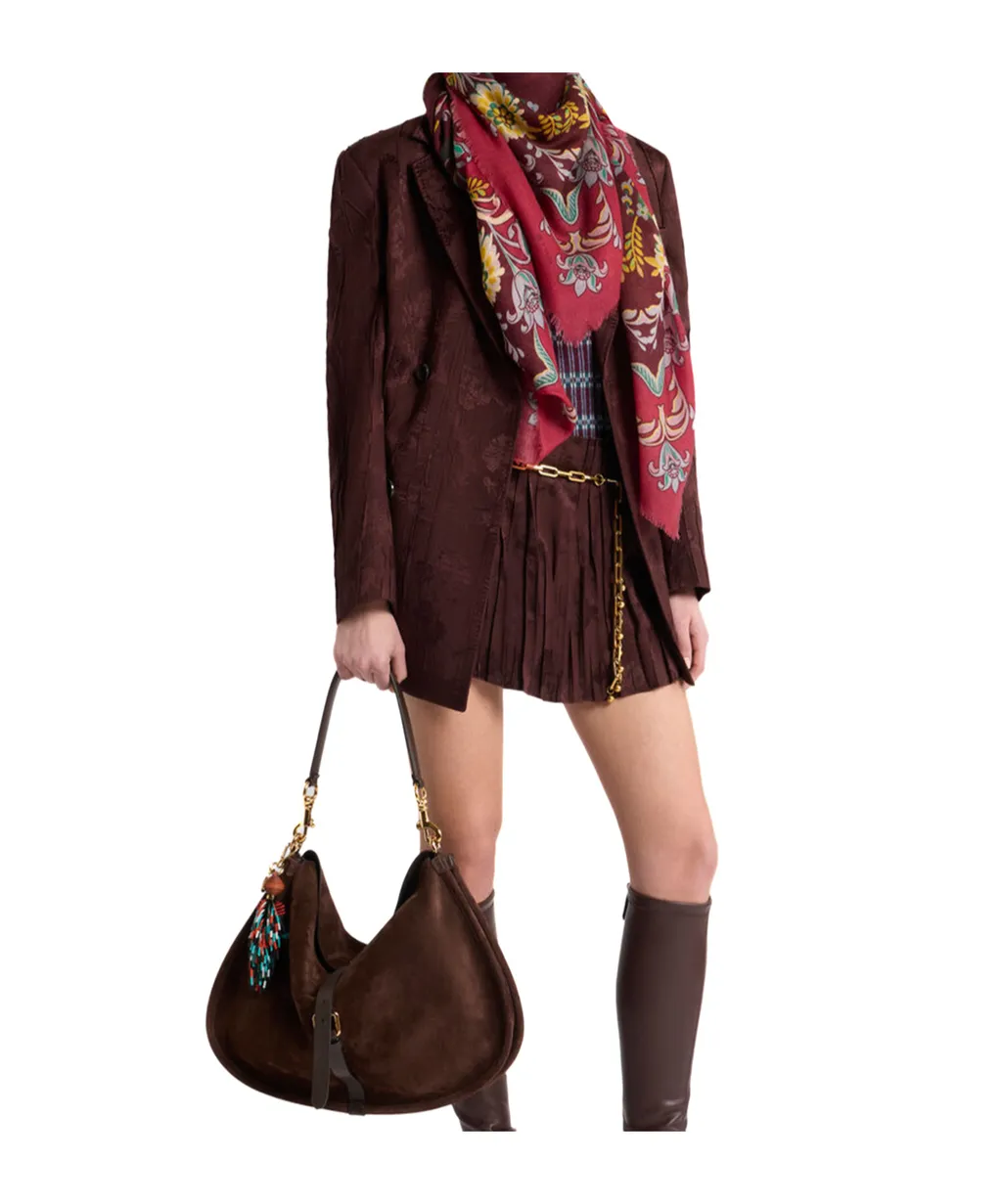 Double-Breasted Wool-Blend Bark-Effect Jacket