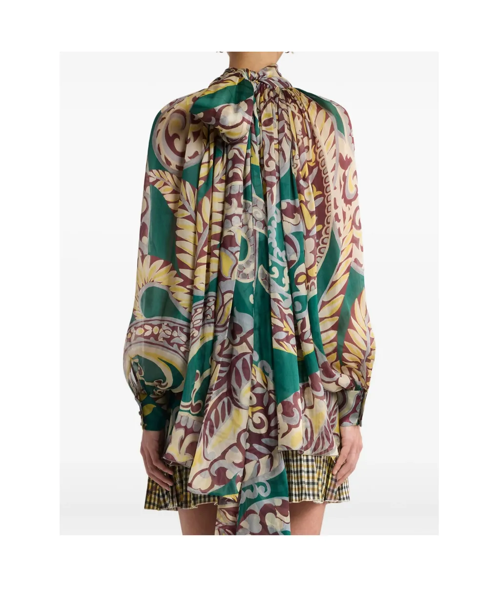 Silk Blouse With Silk Scarf