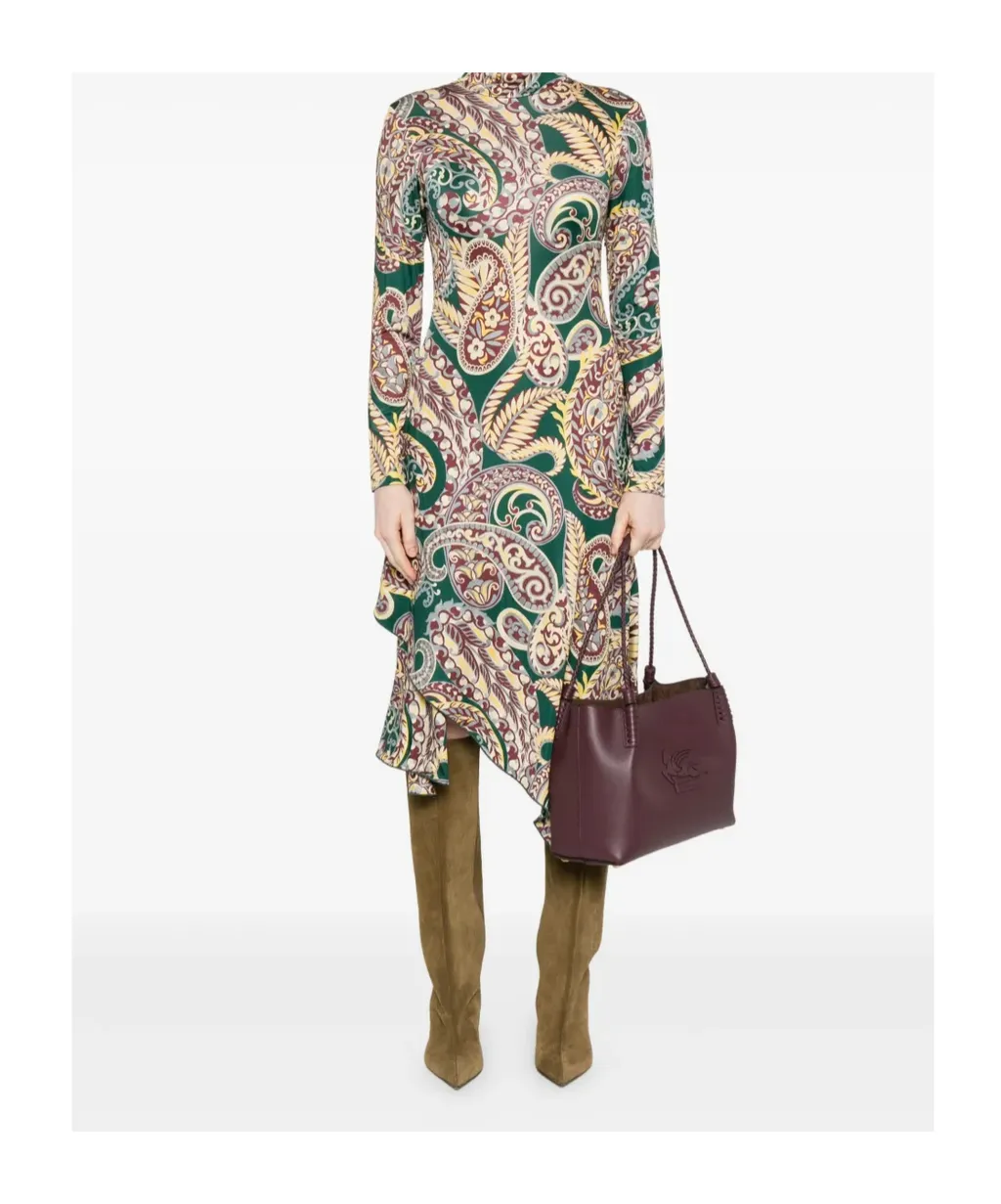 Open Back Paisley Printed Midi Dress