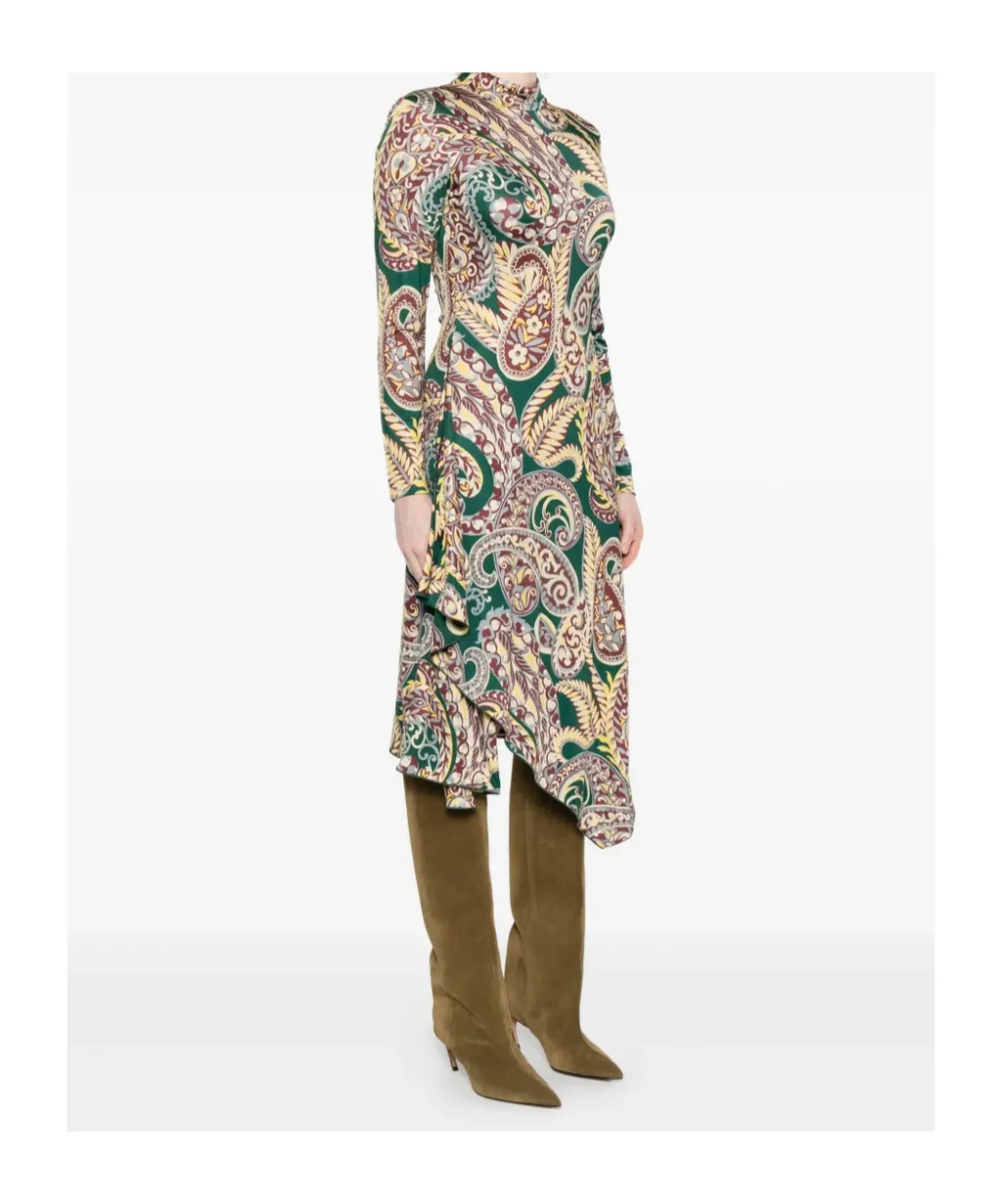 Open Back Paisley Printed Midi Dress
