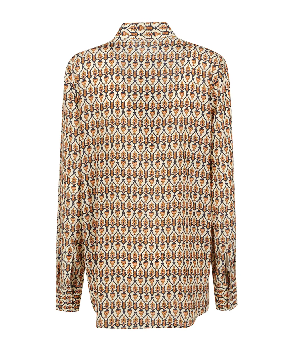 Graphic Printed Curved Hem Shirt