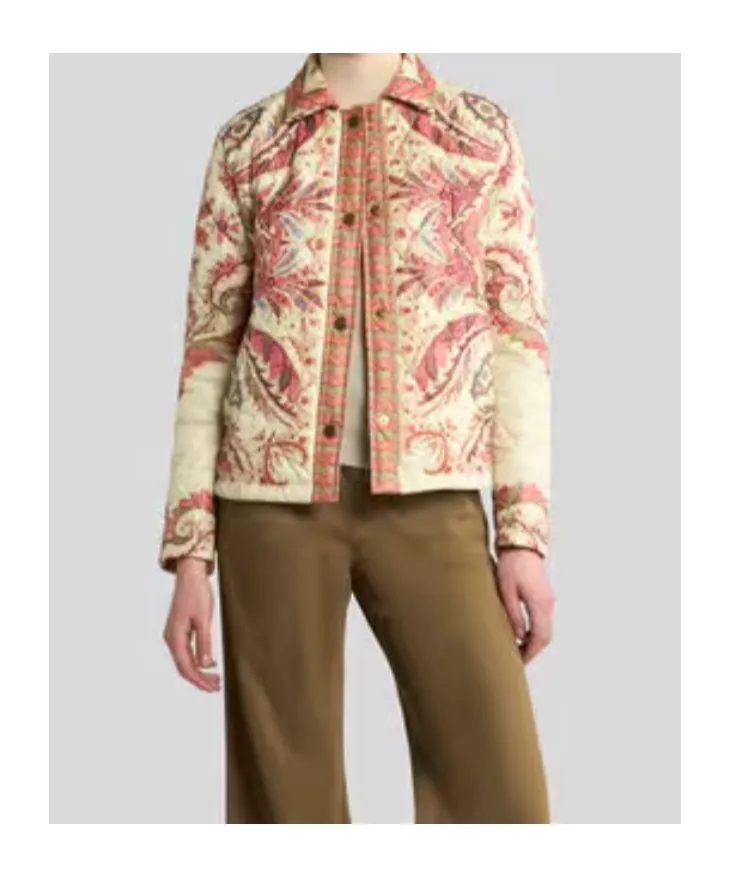 Padded Jacket With Foliage Print