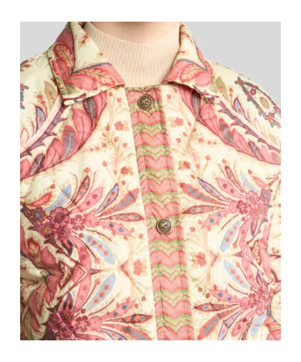 Padded Jacket With Foliage Print