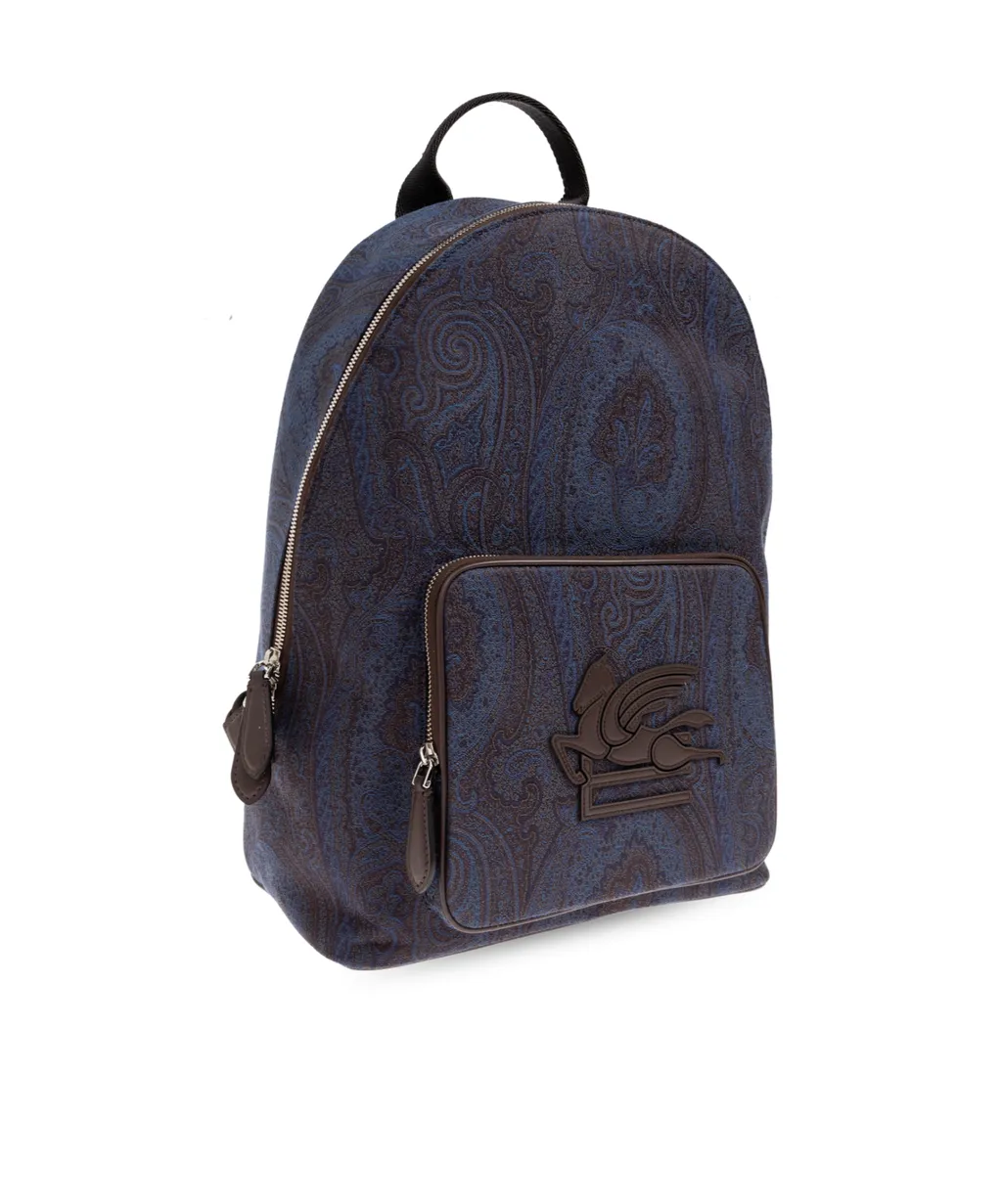 Essential Paisley-Patterned Zipped Backpack