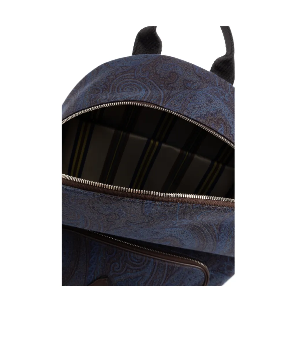 Essential Paisley-Patterned Zipped Backpack