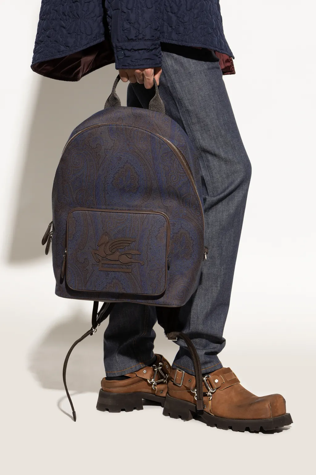 Essential Paisley-Patterned Zipped Backpack
