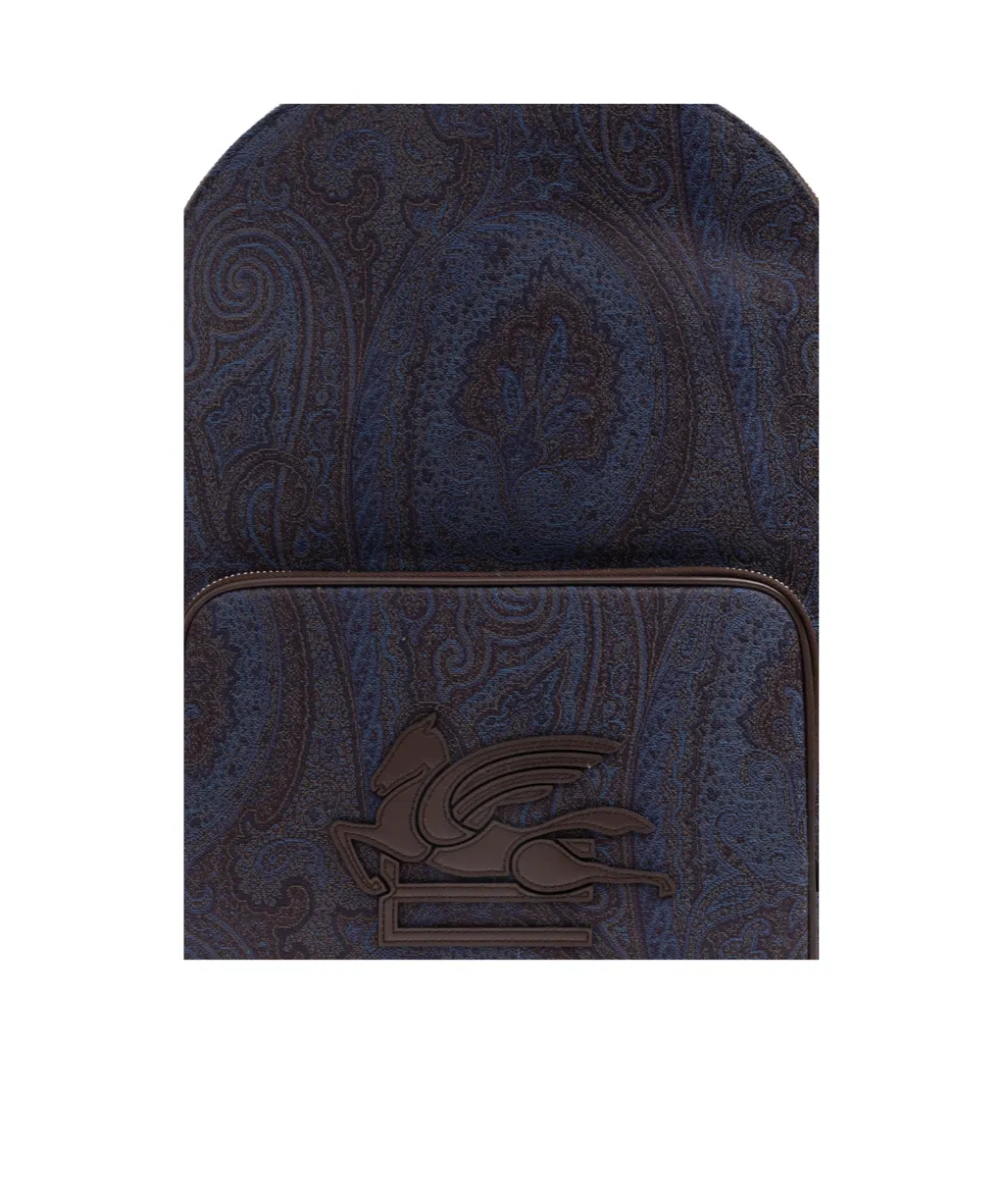 Essential Paisley-Patterned Zipped Backpack