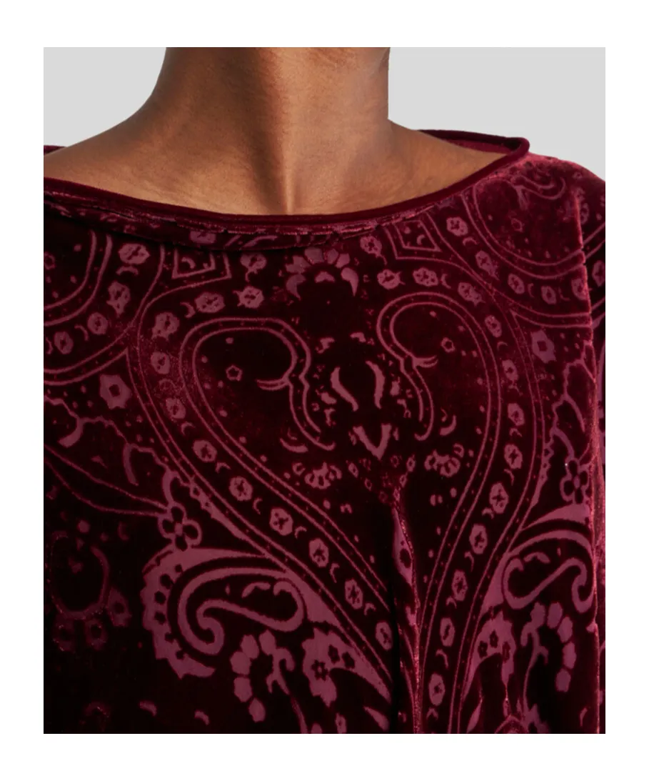 Paisley Triangular-Hem Velvet Poncho
