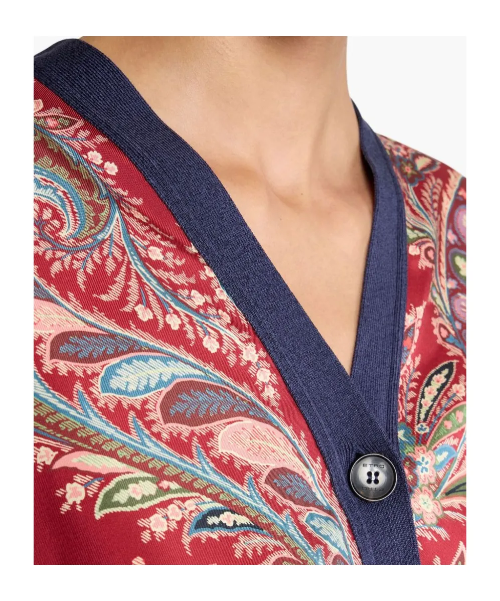 Cropped Cardigan With Printed Insert
