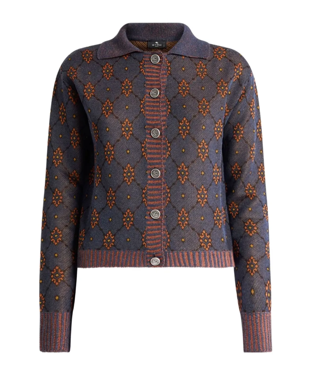 Cardigan With Tie-Style Motif