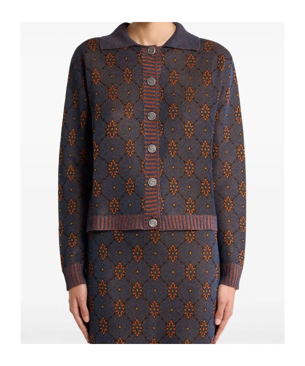 Cardigan With Tie-Style Motif