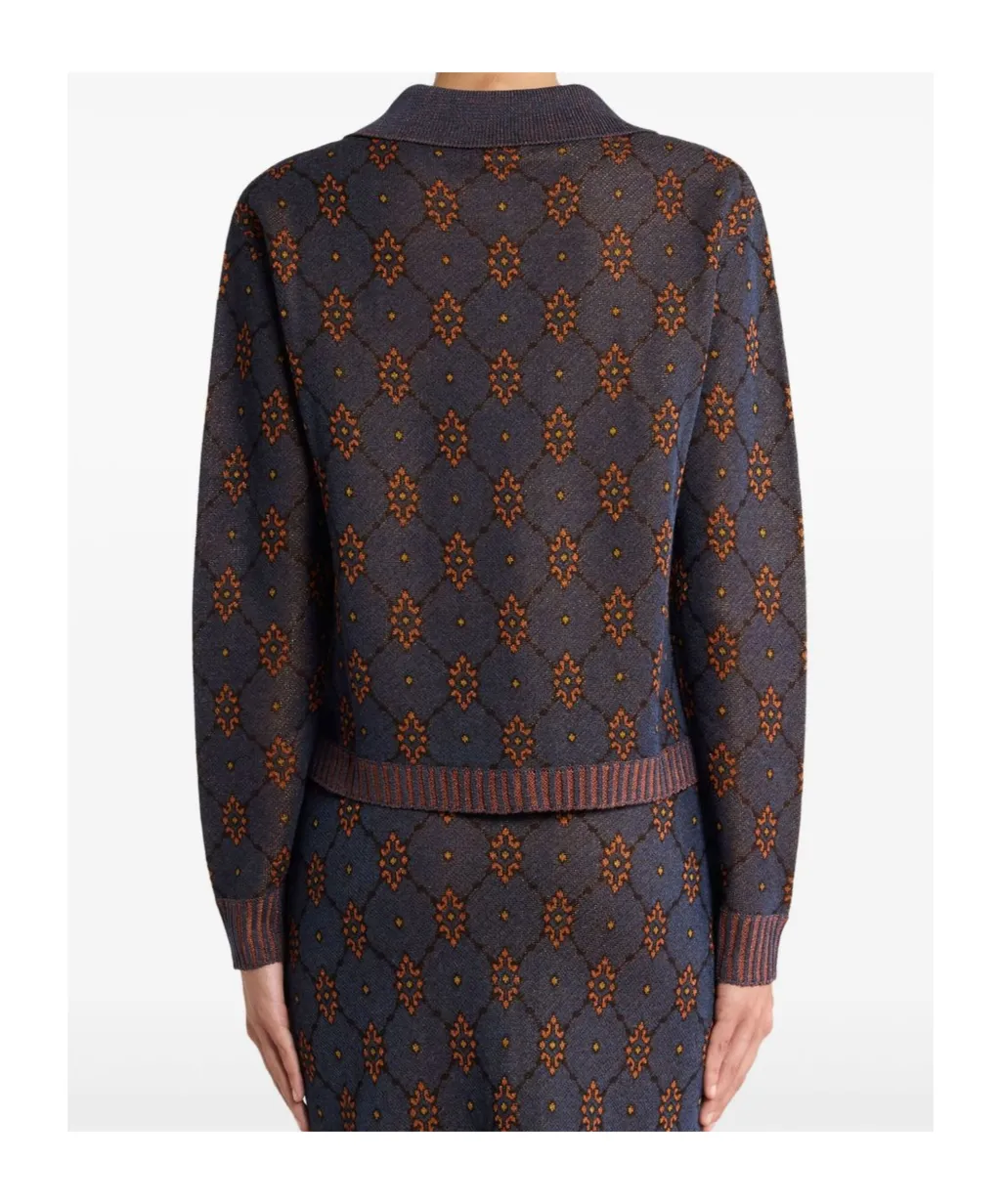 Cardigan With Tie-Style Motif