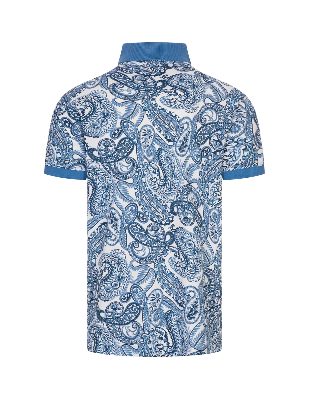 Short-Sleeved Paisley-Print Polo Shirt