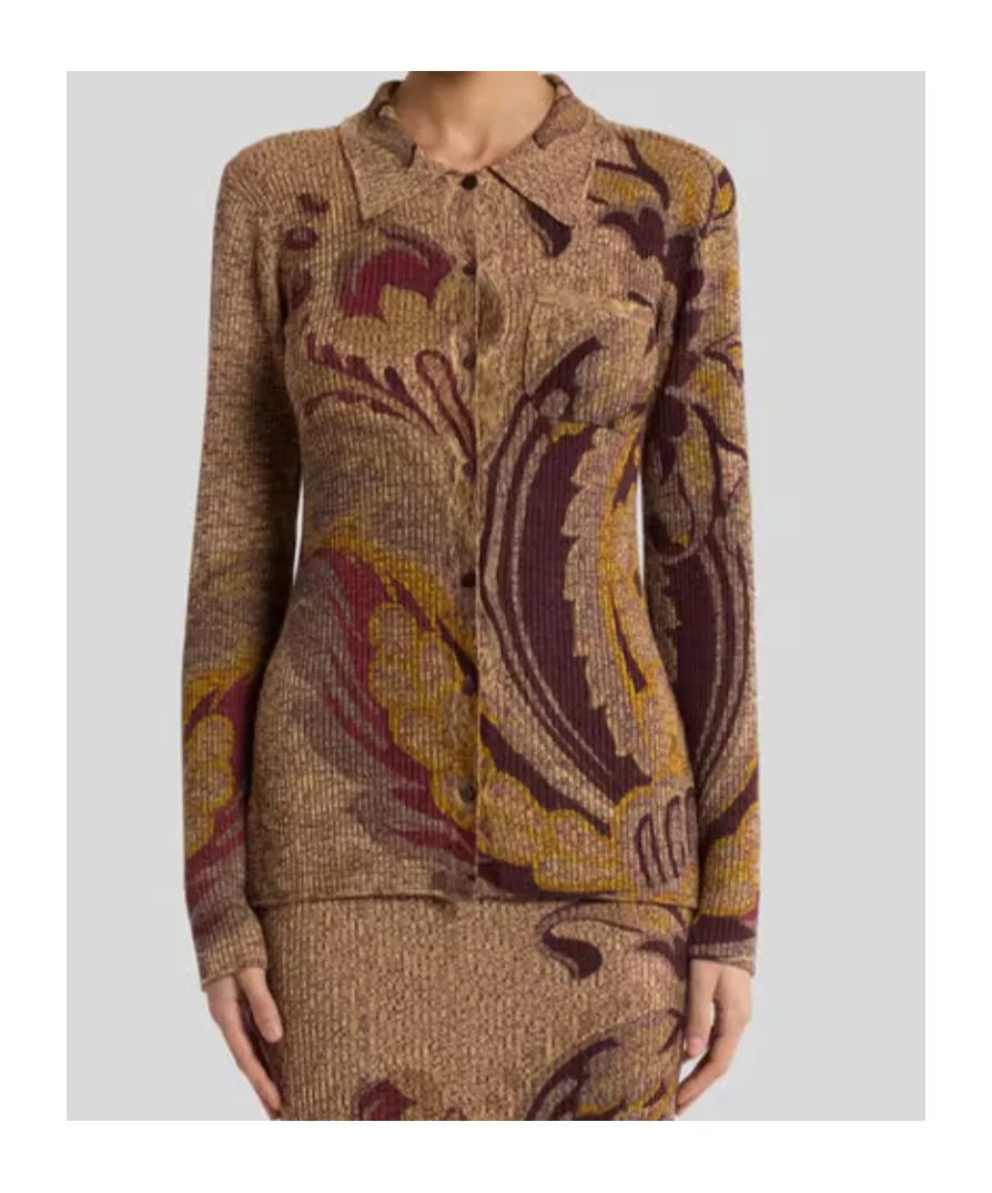 Daffodil Motif Ribbed Cardigan