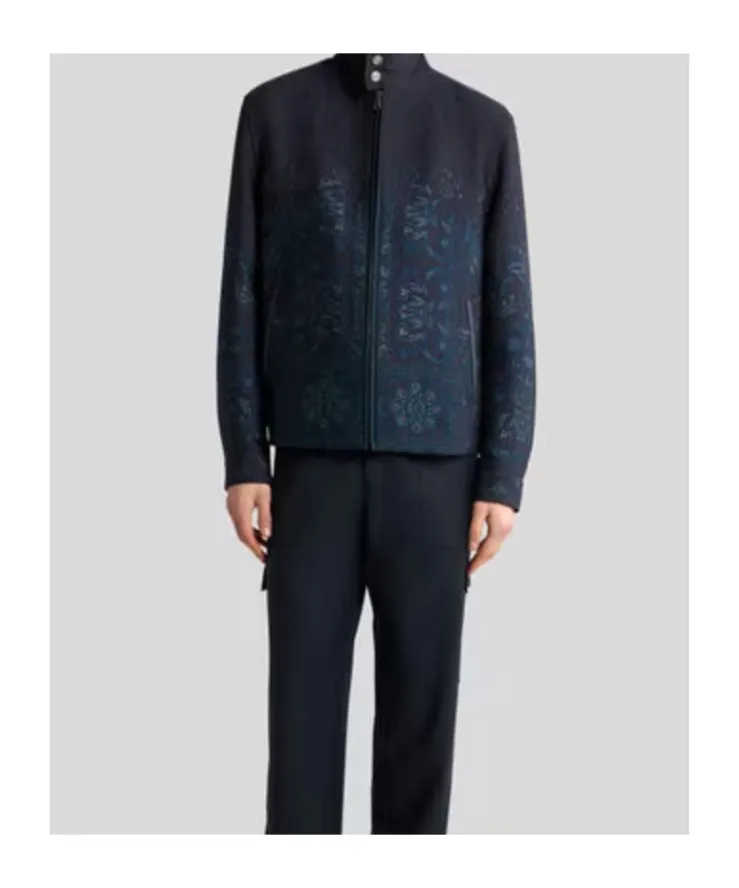 Jacquard Stand-Up Collar Jacket