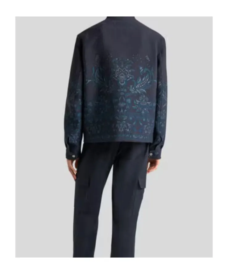Jacquard Stand-Up Collar Jacket