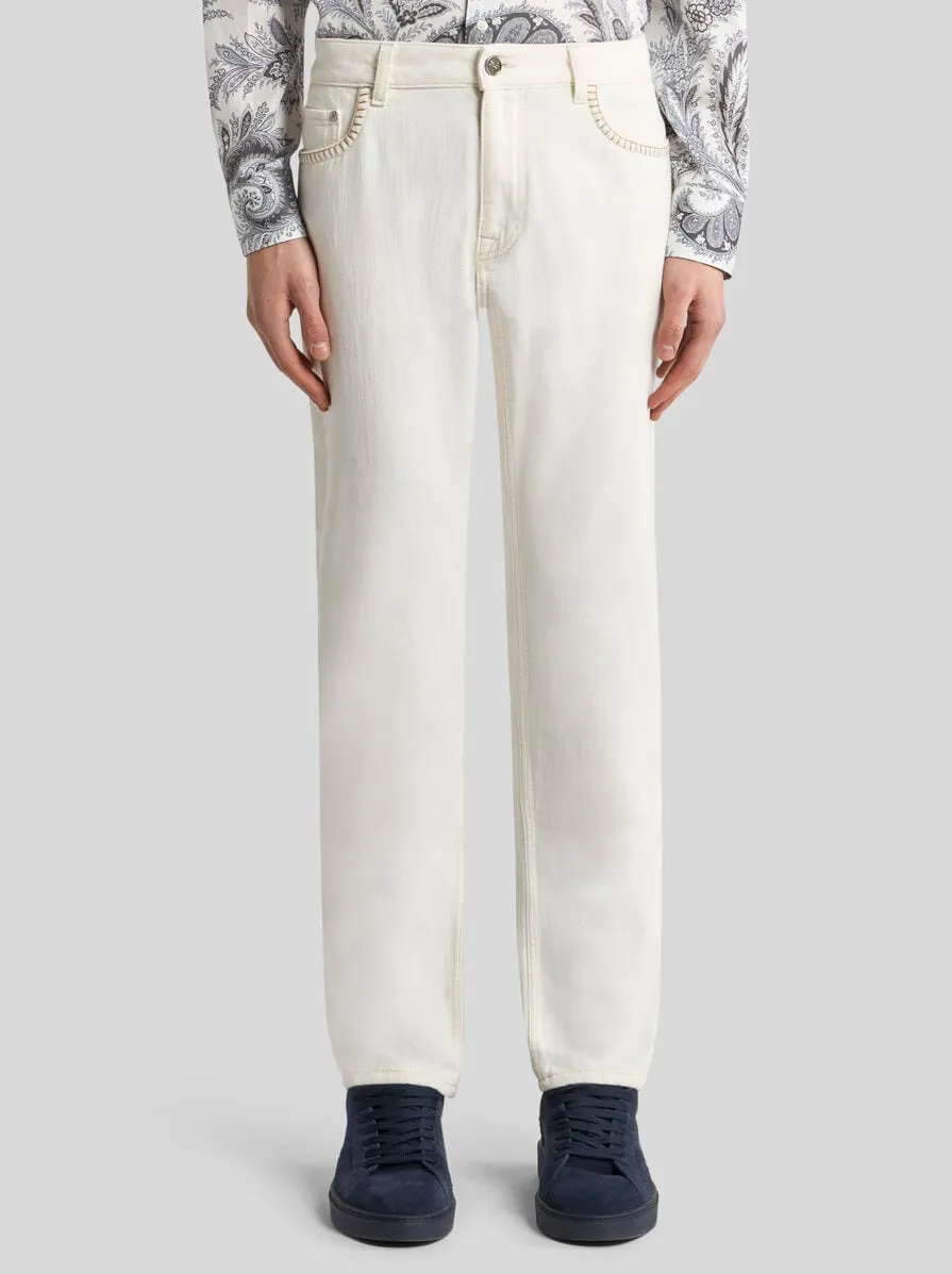 Regular-Fit Jeans With Stitching On Front Pockets