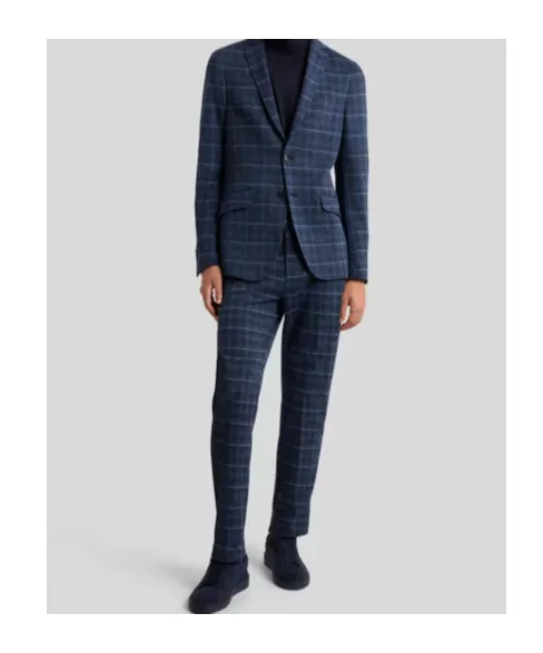 Single-Breasted Jacket With Check Motif