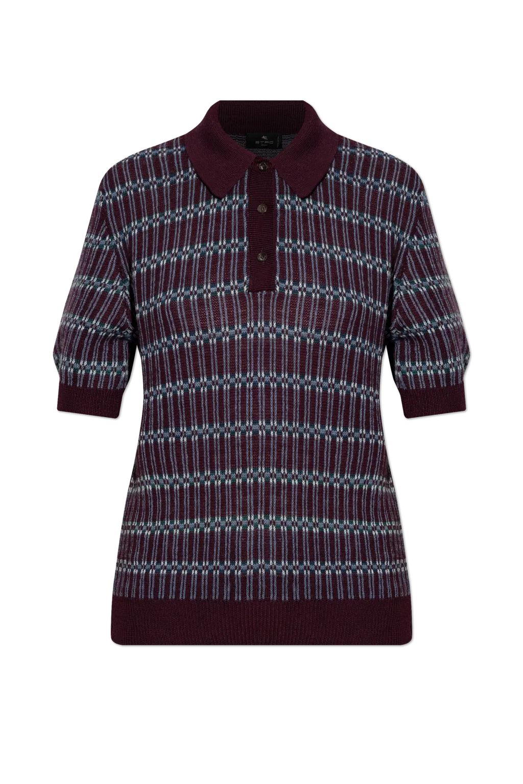 Short Sleeved Striped Knitted Polo Shirt