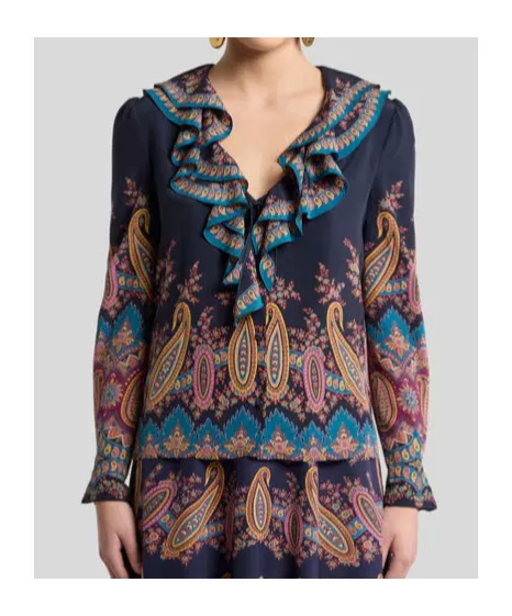 Silk Shirt With Placed Print