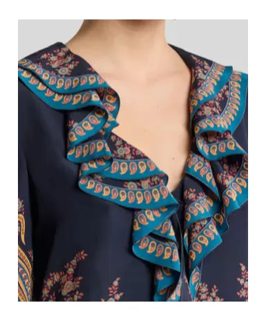 Silk Shirt With Placed Print