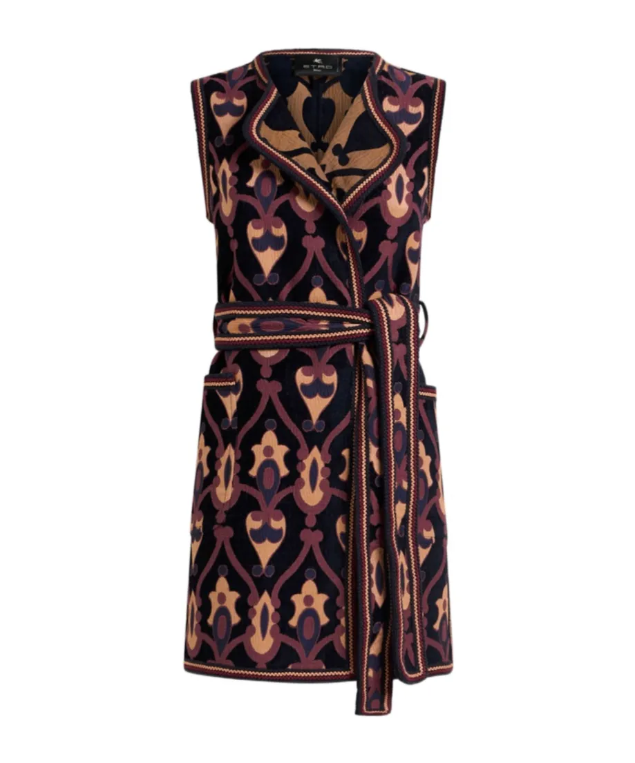 Long Reversible Chenille Jacquard Waistcoat