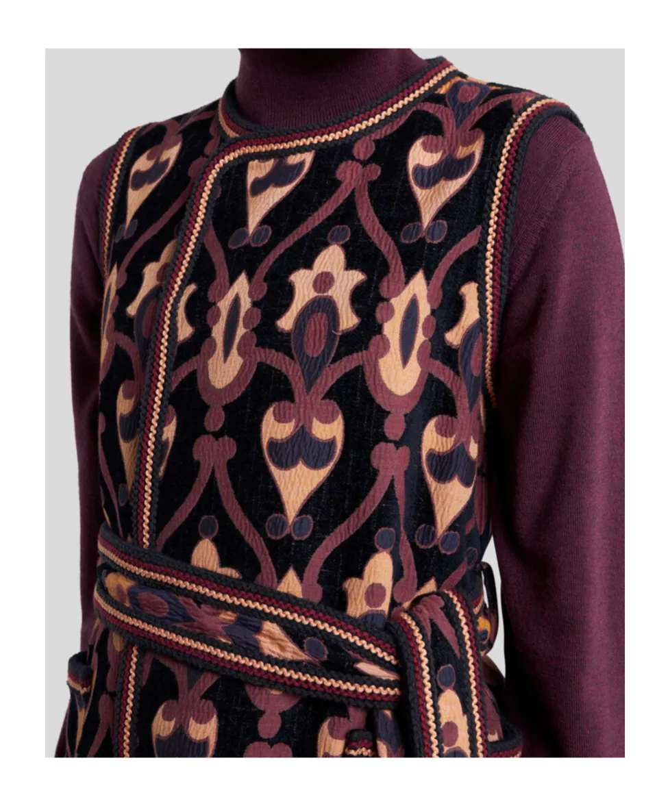 Long Reversible Chenille Jacquard Waistcoat