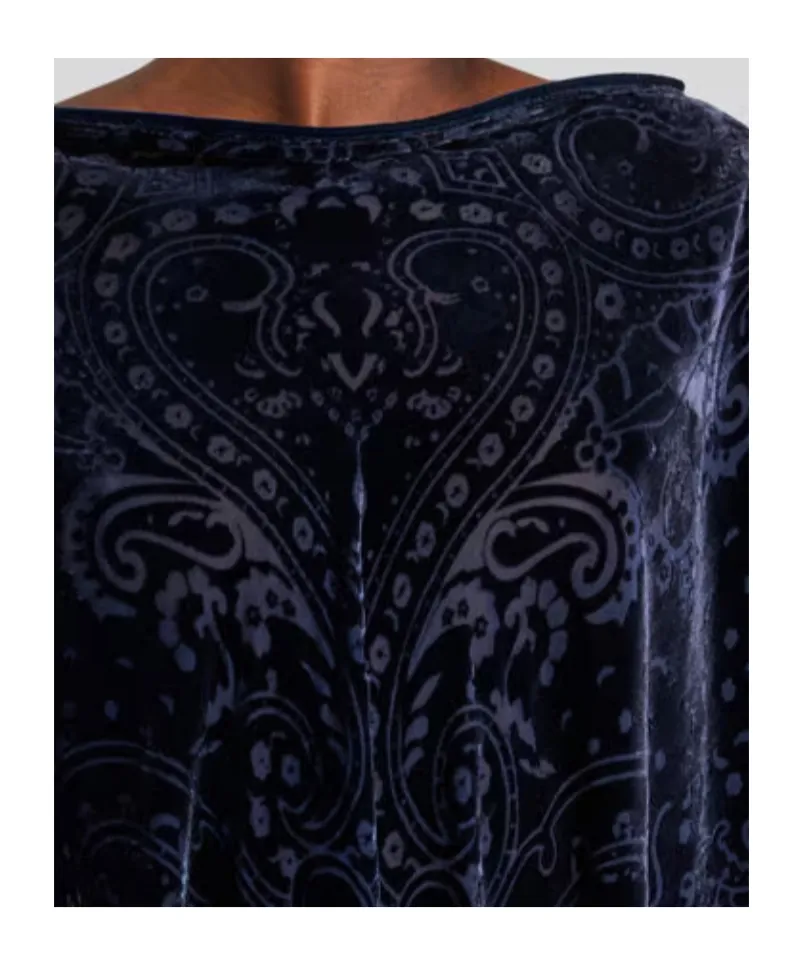 Paisley Triangular-Hem Velvet Poncho