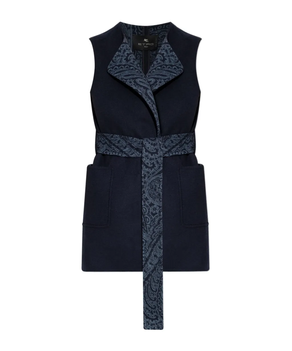 Long Wool And Cashmere Jacquard Waistcoat