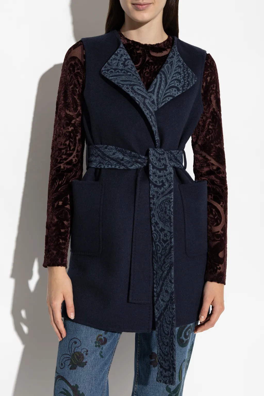 Long Wool And Cashmere Jacquard Waistcoat