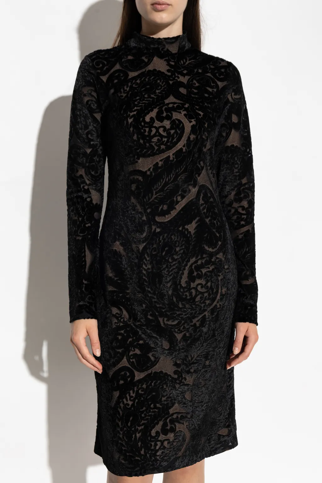 Mock Neck Long-Sleeved Dress