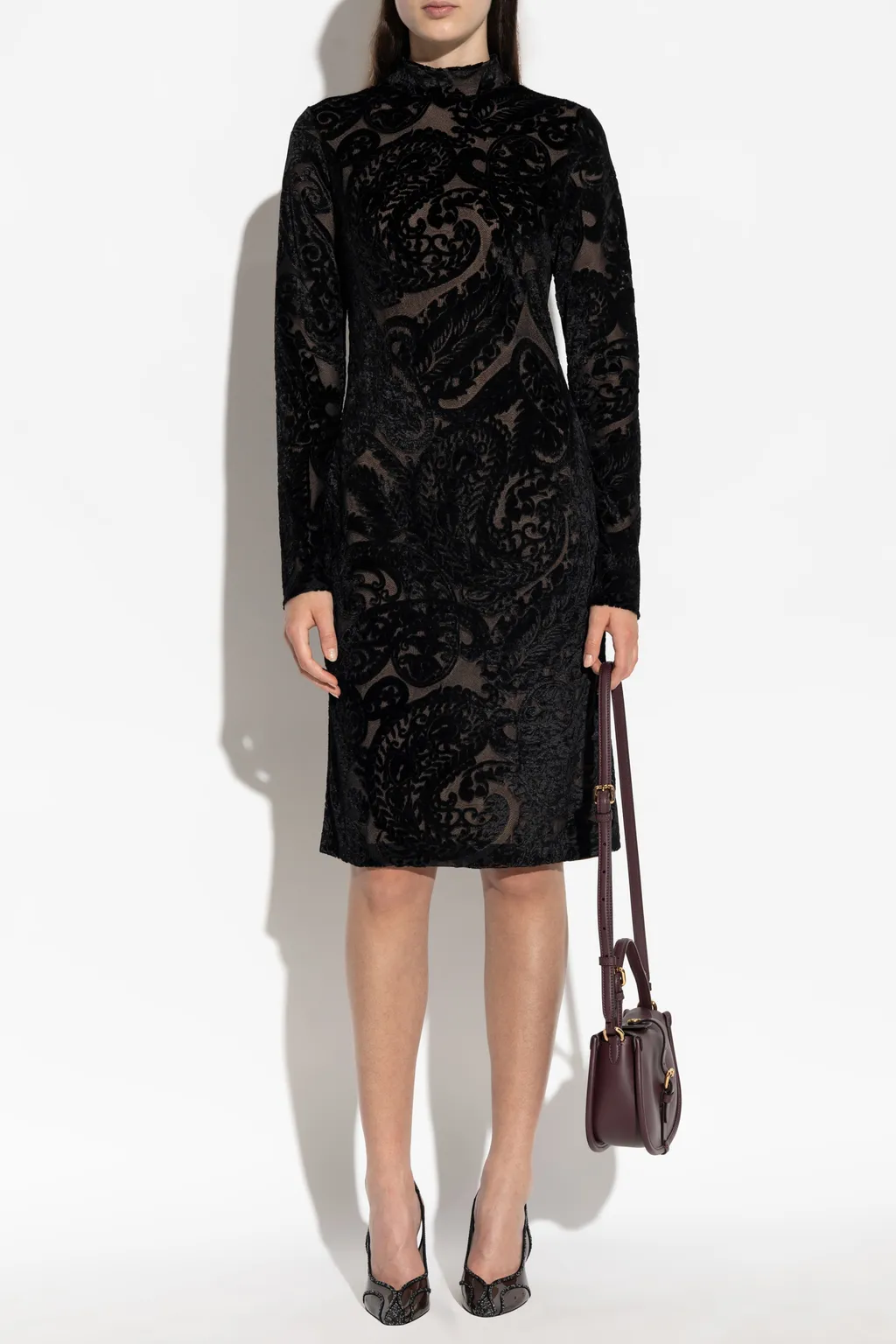 Mock Neck Long-Sleeved Dress